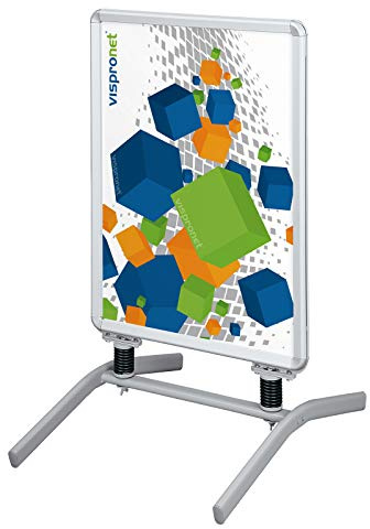 Plakatständer DIN A0 | ✓ Kundenstopper | ✓ Werbetafel | ✓ Gehwegaufsteller Outdoor 2 (mit Alu-Klemmrahmen & Stahlfedern) von Vispronet®