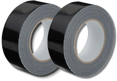 GTSE - Gewebeband Schwarz - 48 mm x 50 m - strapazierfähiges Panzerband - wasserdichtes Klebeband zum Reparieren, Befestigen, Bündeln, Verstärken und Abdichten, 2 Rollen