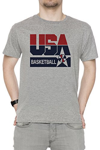 USA Basketball 1992 Dream Team Herren T-Shirt Rundhals Grau Kurzarm Größe L Men's Grey Large Size L