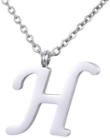 Morella Damen Halskette mit Buchstabe H Anhänger Edelstahl Silber in Schmuckbeutel