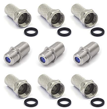 VCE Connettore F 7mm 6 Pezzi Accoppiatore F 3 Pezzi SAT Connettore Satellitare F Plug 7mm
