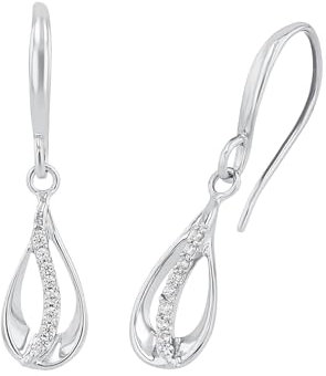 Amor Ohrhänger 925 Sterling Silber Damen Ohrschmuck, mit Zirkonia synth., 2,1 cm, Silber, Kommt in Schmuck Geschenk Box, 2022046