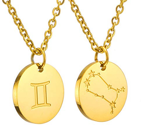 AFSTALR Sternzeichen Kette Zwilling Gold für Damen Horoskop Kette Mutter Tochter Freunde Geburtstagsgeschenk