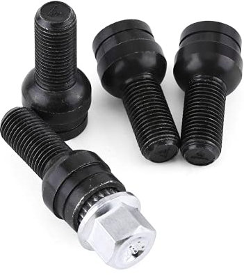 Yctze 4 + 1 boulon d'écrou de roue, acier M14 * 1.5MM écrou de roue de verrouillage de boulon de roue avec clé (noir)