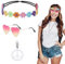 Hippie Accessoires, Hippie Brille + Peace Kette + Blumenkranz Haare Hippie, Hippie Zubehör, Hippie Kostüm für 60er 70er Jahre Mottoparty Fasching Karneval Halloween A34
