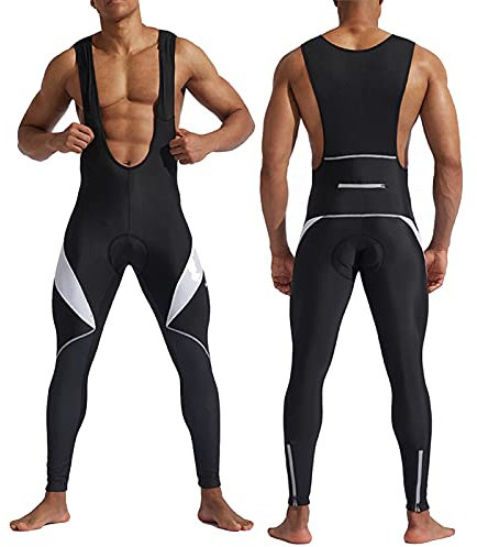 TDHLW Salopette da Ciclismo Pantaloni Lunghi da Uomo Traspiranti Collant Imbottiti in Gel 3D Salopette da Ciclismo Legging Pantaloncini Lunghi da Ciclismo Maglia da Ciclismo Uomo Donna,Bianca,XXL