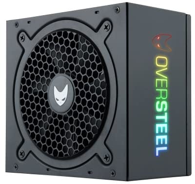 Oversteel - Quantum Fuente de Alimentación 650W A-RGB Full Modular 80+ Bronce, refrigeración optimizada, panel lateral iluminado RGB, Gestión de cables, Color negro