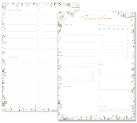 A5 Tagesplaner Block Blattgold 50 Blatt - Daily Planner mit To-do-Liste, Zeitplan, Prios, Tages-Highligt und mehr von Trendstuff by Häfft - nachhaltig & klimafreundlich