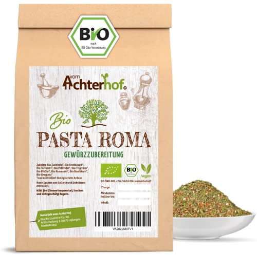 Pasta Roma Gewürzzubereitung Bio 100g | mediterranes Gewürz für Pastasaucen | Zwiebeln, Knoblauch, Tomaten, Petersilie, Thymian, Pfeffer, Rosmarin, Basilikum, Oregano | Bio-Qualität | vom Achterhof