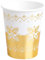Horeca Collection 6 Unidades - Vasos Desechables Cartón 270 CC con Temática Navideña con Bordado Oro. Vaso Cartón Biodegradables Navidad, 100% Reciclables Celebraciones y Eventos.