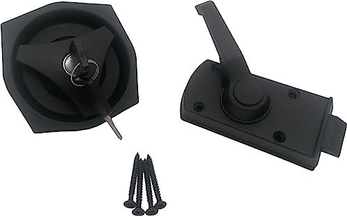 CR-MOESANCO® Cerradura Puerta Caravana o Autocaravana con Cilindro y Dos Llaves (Negro)