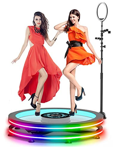NVYAZJ 360 Photo Booth Machine, Dia 39.4'' 360 Degree Rotating Camera with 1102+lbs 1-4 People Standing Clockwise/Counterclockwise Flight Case, for Parties/Internet Celebrity Photoshoot