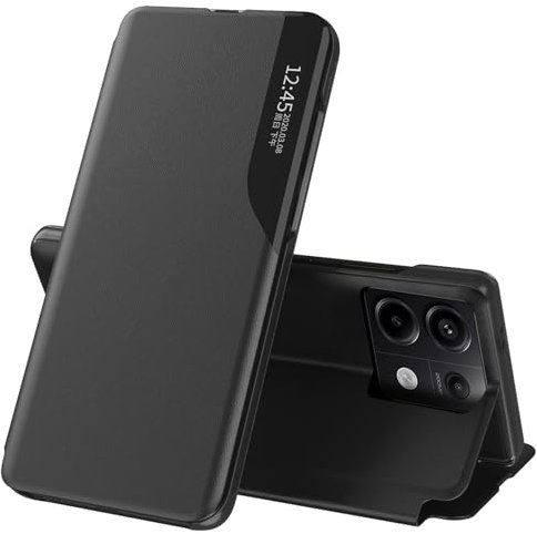 Fiyer Hülle für Xiaomi Redmi Note 13 Pro, Flip Case mit Ständer, Stoßfest Und Kratzfest, Schwarz