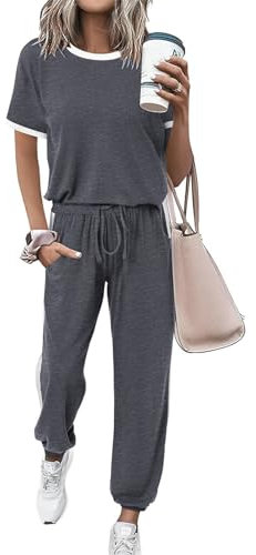 Tute Donna Complete Offerte Estive Casual Tute Da Ginnastica Da Donna Estiva Jogger Tuta Set Felpa & Pantaloni Della Tuta Comodo Taglie Forti Per Casual Jogging Fitness Yoga Casa Pigiama Set