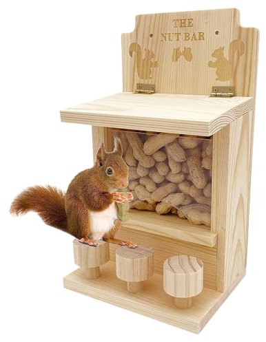 Generisch Eichhörnchen-Futterstation - Eichhörnchen-Picknicktisch-Futterspender, Holz, Wandmontage, Großer Fassungsvermögen, Eichhörnchensicher, Witterungsbeständig