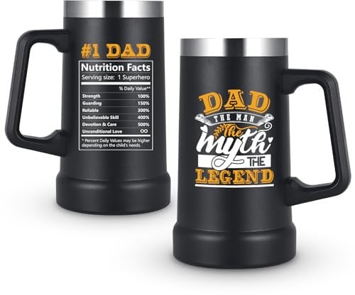 Livole Dad Gifts from Daughter, Son, Father s Day Gift, Birthday, Christmas, The Man The Myth The Legend, Dad Mug, Presents for Daddy, Father, Men, 24oz Unbreakable Beer Mug, 700ml Vacuum Glasses