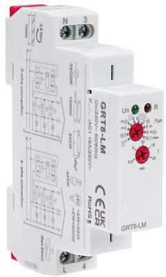 BuyWeek GRT8-LM Relais automatique pour cage d'escalier, minuterie 0,5 à 20 minutes, minuteur réglable, minuterie automatique de couloir 10 modes de fonctionnement, protection AC domestique 230 V 16 A