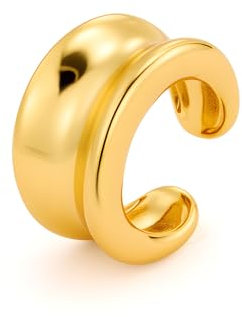 ALEXCRAFT Ohrklemme Ear Cuff Gold Breit Wasserfest Piercing Fakes Set klemmen Ohr Conch Clip On Ohrringe Gold für Frauen Freundin Mama Mädchen