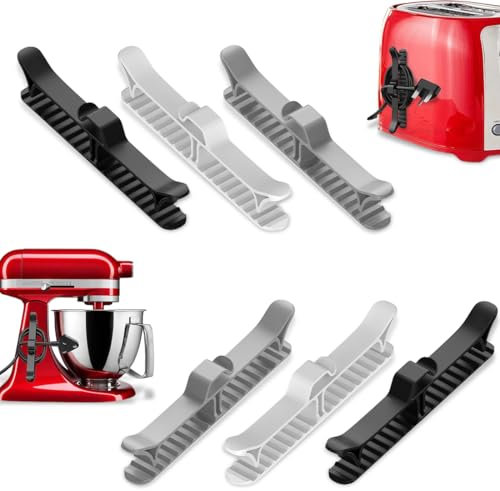 TEOZBLU 6 Pezzi Organizzatore di Cavi da Cucina, Avvolgicavo Adesivo per Elettrodomestici, Piccoli Elettrodomestici Raccogli Cavi, Cord Organizer Multifunzione