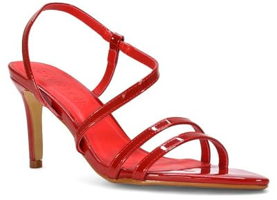 ESSEX GLAM Women's Stiletto Heel Strappy Sandals Ladies Synthetic Leather Point Toe Party Heeled Shoes Size 3-8