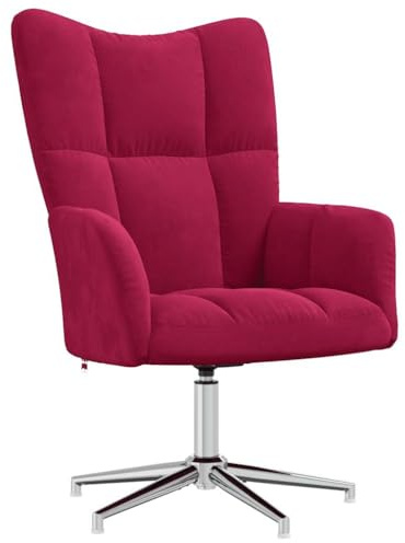 HFXHIJXQ Relaxsessel Weinrot Drehsessel Samt 360° drehbar 62x68x91 cm mit Schaumstoffpolsterung Modernes Design für Wohnzimmer Büro Schlafzimmer