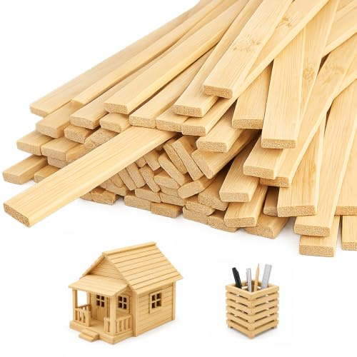 Forhandy 100 stycken träpinnar för pyssel, 9 x 3 mm pysselträpinnset av naturträ, trälister för gör-det-själv och pyssel, husrenovering, modelltillverkning, färgomrörare (20, centimeter)