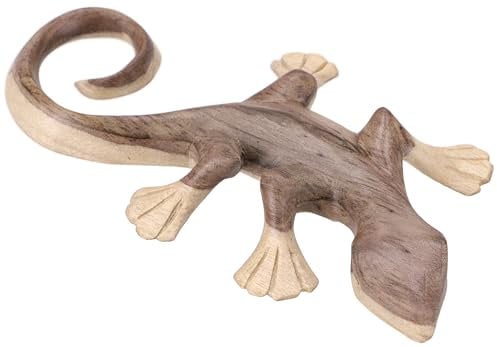 GURU SHOP Geschnitztes Wandbild Deko Wandrelief Gecko - Klein(16x10x2,5 Cm), Braun, Holz, Masken & Wandschmuck