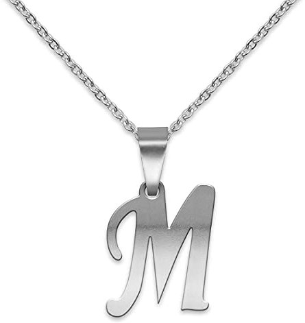 Soul-Cats Modische Edelstahl Buchstaben Ketten Anhänger A - Z Initialen Alphabet Halskette, Modell: M mit Kette