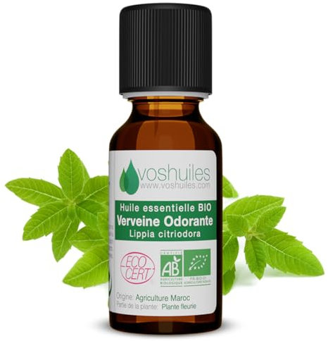 Huile Essentielle BIO de Verveine odorante - 100% Pure et Naturelle - HEBBD et ECOCERT - Huile Essentielle aux Nombreuses Vertus et Applications 5ml - VOSHUILES