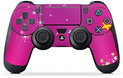 DeinDesign Skin kompatibel mit Sony Playstation 4 PS4 Slim Controller Folie Sticker Sterne pink Glitzer Look