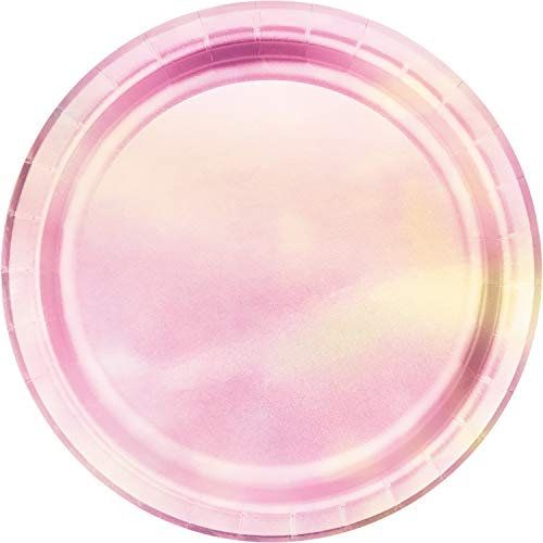 Creative Party PC336692, Iridescent Pink Foil Paper Dinner Plates-8 Pcs