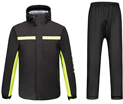 Ynport Crefreak, impermeabile unisex per attività all'aperto, mimetica con cappuccio, giacca antipioggia a poncho (Nero, XL)