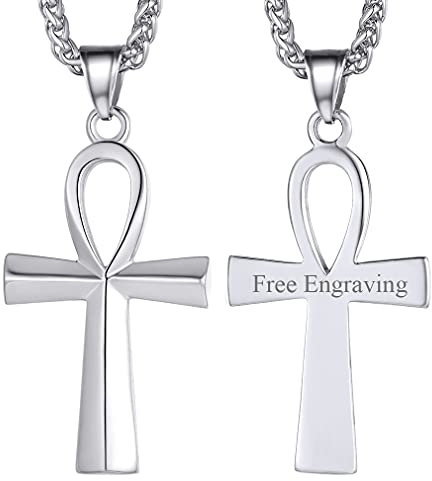 FaithHeart Collier Homme Croix Ankh Acier Inoxydable Pendentif Croix de Vie Bijoux Egyptienne Amulette Protection Cadeau Porte Bonheur pour Femmes