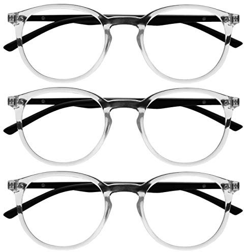 OPULIZE Met 3 Pacco Blocco Luce Blu Occhiali Da Lettura Computer Gioco Chiaro Nero Uomo Donna BBB60-C +1,50
