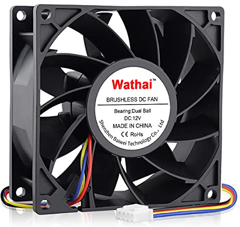 Wathai 92mm x 38mm 90mm Dual Ball 12V High Airflow Fan DC High Speed Pressure Cooling Fan