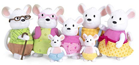 Li’l Woodzeez Maus Tierfamilie Nibblekin – 7 weiche Tierfiguren mit Großeltern – Spielzeug Tiere Set (7 Teile) Spielzeug für Kinder ab drei Jahren