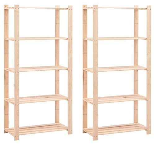 vidaXL 2x Kiefer Massiv Lagerregal 5 Böden 250kg Kellerregal Holzregal Regal
