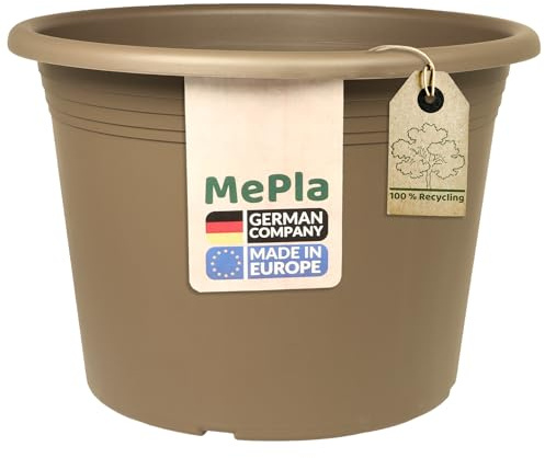 MePla Blumentopf Cilindro - runder Pflanzkübel - wetterfestes Pflanzgefäß - UV-beständiger Blumenkübel - Pflanzentopf - Kübel - Ø 70 - Taupe