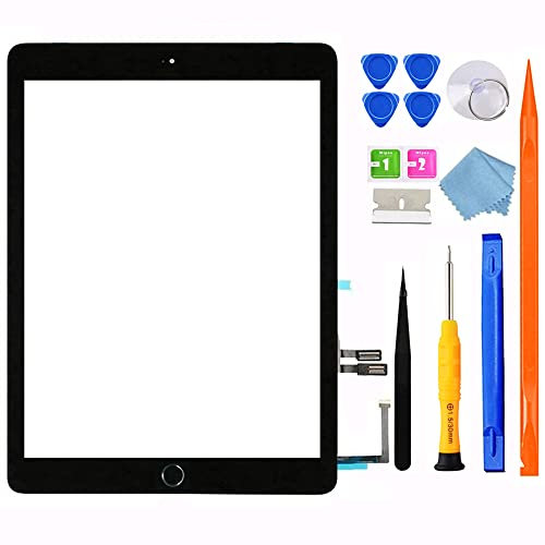 JPUNG Digitizer für iPad 6 Display 9.7 Inch 2018, Only für 6.Generation Glas Touchscreen Bildschirm A1893 A1954, +Home-Button, Videoanleitung, Ersatzbildschirm Komplettes Werkzeug