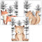 Pandawal Bilder Kinderzimmer Babyzimmer Waldtiere im Wald Deko grau Poster Set 3er Tiere für Kinder Junge I Mädchen DIN A4