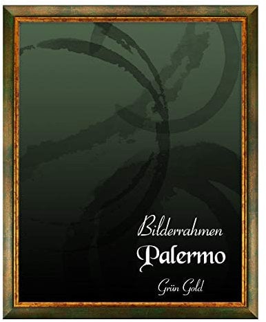 BIRAPA Palermo Bilderrahmen 60x60 cm Grün Gold - Goldener Bilderrahmen, Bilderrahmen Antik, Bilderrahmen Vintage