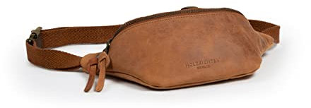 HOLZRICHTER Berlin - Mittelgroße Bauchtasche aus Leder für Damen und Herren, 10 x 24 x 6 cm, Vintage Gürteltasche, Handgefertigte Hüfttasche, Premium Accessoire in Camel, No 1-1