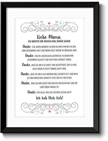 OWLBOOK® Geschenke für Mama zum Geburtstag | Mama Geburtstagsgeschenk für Mama | Mama Geschenk | Weihnachtsgeschenke für Mama | Bild im Rahmen A3 mit Passepartout