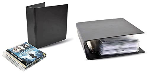 3L Blu-Ray Aufbewahrung - Kombipack mit 50 BluRay Hüllen & 2 Ringordner & DVD Ordner - Ringordner für DVD-Filme Aufbewahrung (OHNE Folien) - Sammelmappe Schwarz - 10284