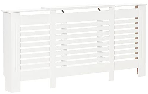 HOMCOM Heizkörperverkleidung Heizkörperabdeckung Heizkörper Radiator Abdeckung Einstellbar MDF Weiß 140-202 x 19 x 82,5 cm