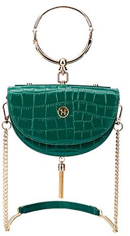 VICTORIA HYDE Sac à main à bandoulière pour femme en cuir véritable, vert, beige, rouge, demi-lune (Vert)