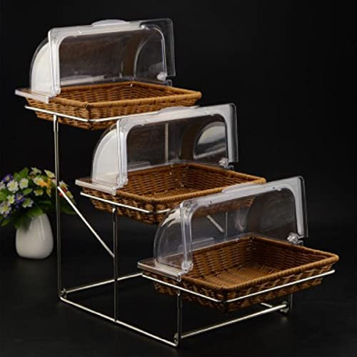 JUNYFFF Frutero De 3 Pisos Grande Cesta De Frutas Soporte De Cesta De Frutas Y Pasteles, Estante Organizador De Refrigerios, Tazones De Frutas, Fruteros De Cocina Estilo Vintage,Marrón