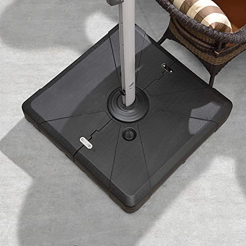 PURPLE LEAF Base para sombrilla de jardín, 80 x 80 x 20 cm, para llenar con Agua o Arena hasta 100 kg, Negro