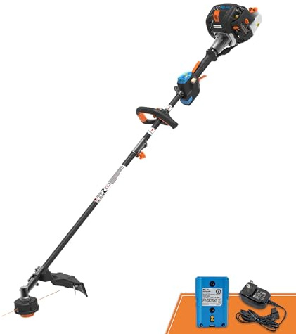 LawnMaster NPTGSP2617A No-Pull Gas Grass Trimmer with Electric Start 26cc 2 Cycle 17-Inch