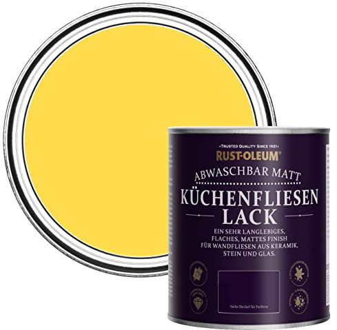Rust-Oleum Peinture Jaune Résistante à l'eau pour Faïence de Cuisine, Finition Mate - Sorbet Citron 750ml